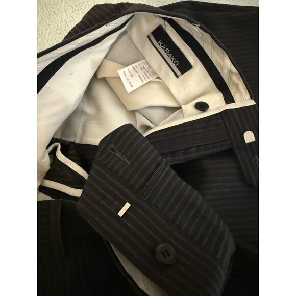 KARAKO Charcoal Pinstripe Suit 42R Wool 2pc Tailored Blazer Pants 30x31 Custom - Picture 12 of 15